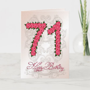 71.ª tarjeta de cumpleaños con rosas y hojas