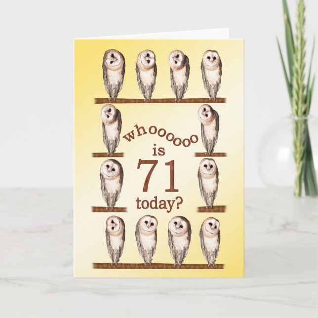 71 cumpleaños, tarjeta Curious owls. (Anverso)