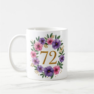 72.ª jarra de cumpleaños - corona floral con númer