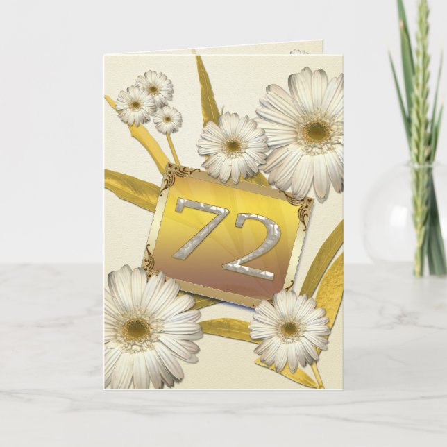 72da tarjeta de cumpleaños con margaritas. (Anverso)