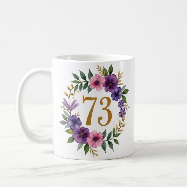 73.ª jarra de cumpleaños - corona floral con númer (Izquierda)