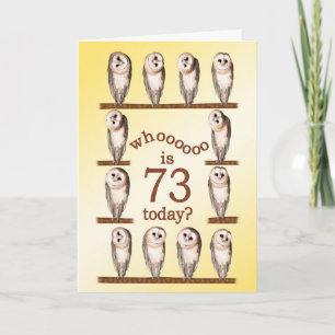 73 cumpleaños, tarjeta Curious owls.