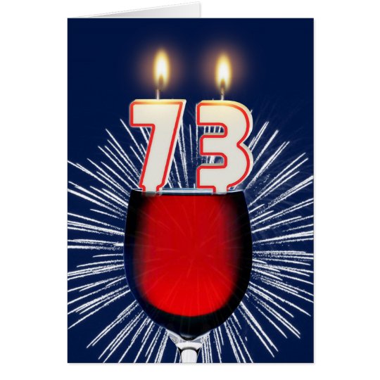 73.o Cumpleaños con el vino y las velas Tarjeta