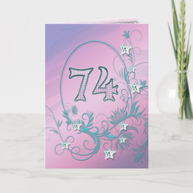 74.ª tarjeta de cumpleaños con estrellas de diaman (Anverso)