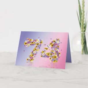 74.ª tarjeta de cumpleaños con letras floridas