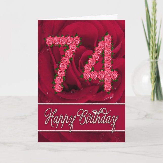 74.a tarjeta de cumpleaños con los rosas y las (Anverso)