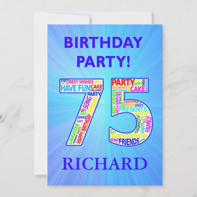 75ª invitación a fiesta de cumpleaños Añadir un no (Anverso)