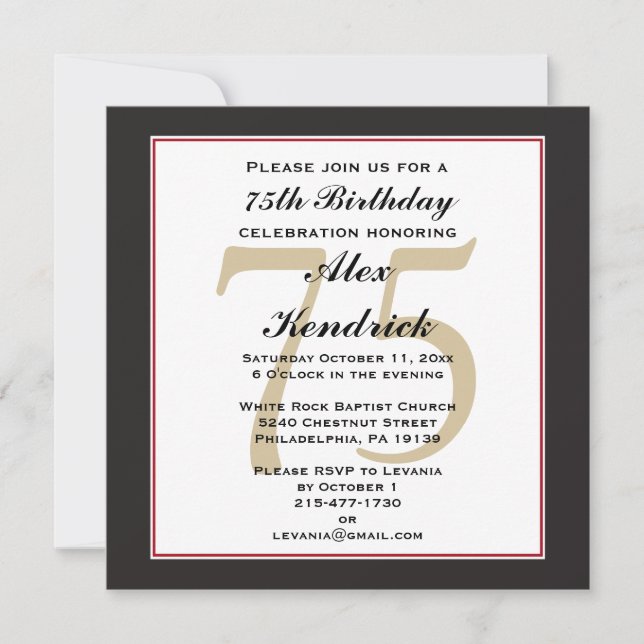 75ª Invitación de cumpleaños (Anverso)