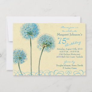 75.ª invitación   Floral azul vintage
