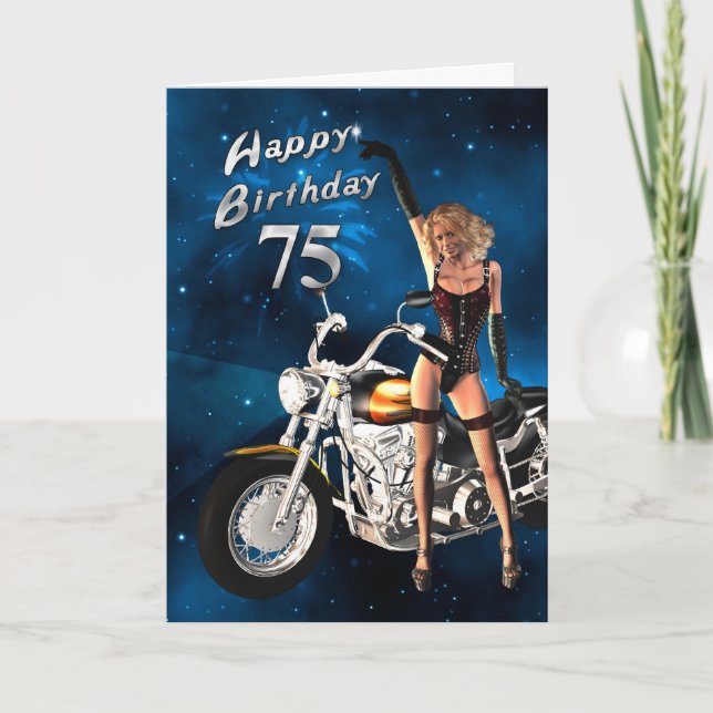 75.ª tarjeta de cumpleaños con moto (Anverso)