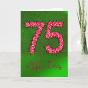 75.ª tarjeta de cumpleaños con rosas y hojas
