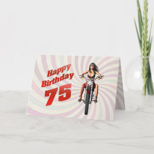 75.ª tarjeta de cumpleaños con un chica de moto