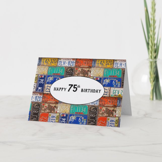 75.ª Tarjeta de Placas de Licencia Rusty de Cumple (Anverso)
