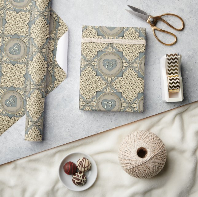 75.º Aniversario De Los Diamantes Papel De Envoltu (Artesanía)