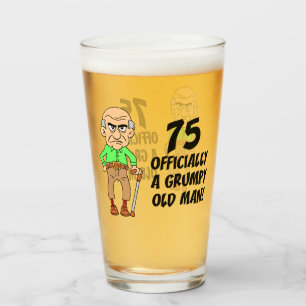 75.º cumpleaños: Vidrio de anciano desordenado ofi