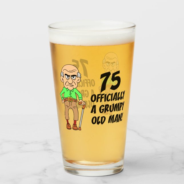 75.º cumpleaños: Vidrio de anciano desordenado ofi (Anverso (lleno))