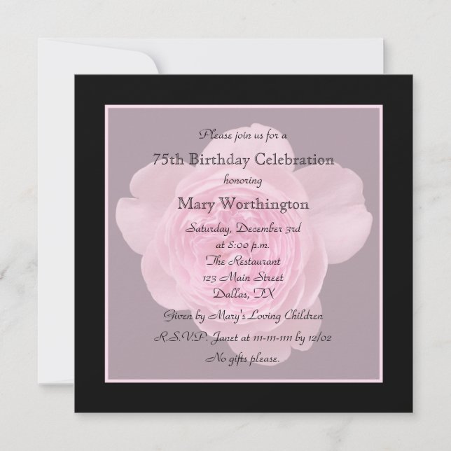 75.º Rosa de invitaciones a la fiesta de cumpleaño (Anverso)