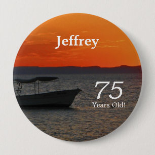 75 Años De Edad, Pin De Botón De Barco Pesquero