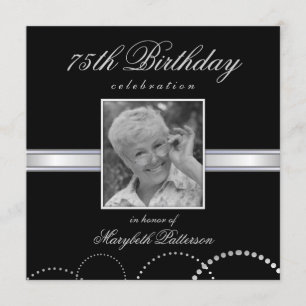 75° cumpleaños - Invitaciones a la foto - Negro pl
