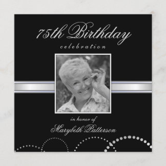 75° cumpleaños - Invitaciones a la foto - Negro pl
