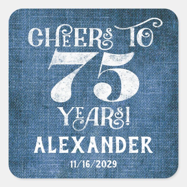 75 cumpleaños Línea Azul gracias a los Pegatinas f (Anverso)