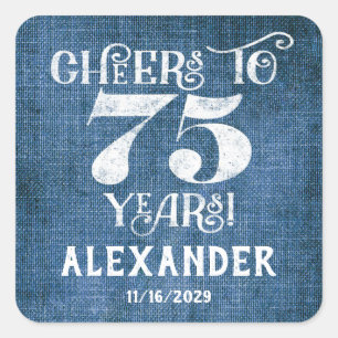 75 cumpleaños Línea Azul gracias a los Pegatinas f