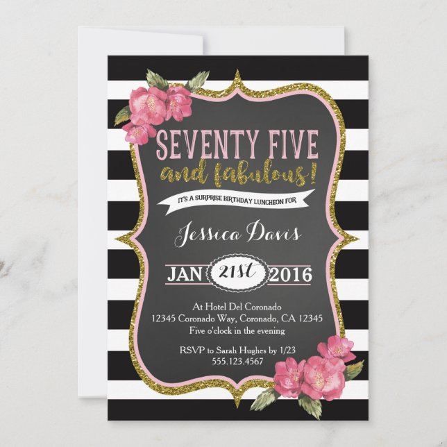75.o Invitación de la fiesta de cumpleaños del (Anverso)