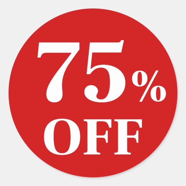 75% OFF Pegatina de redondeo clásico de fondo rojo (Anverso)
