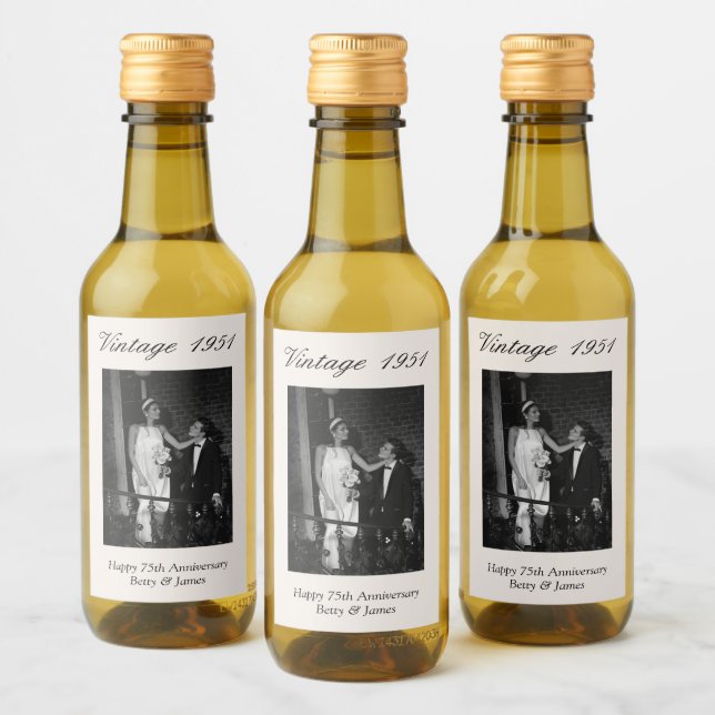 75th Anniversary Party Favor Custom Wedding Photo (Botellas)