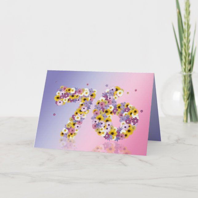 76.ª tarjeta de cumpleaños con letras floridas (Anverso)