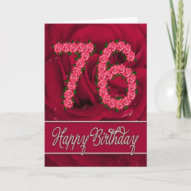 76.a tarjeta de cumpleaños con los rosas y las (Anverso)