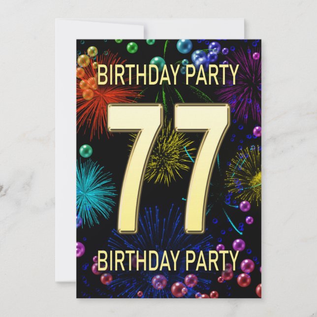 77.ª Invitación a la fiesta de cumpleaños Fuegos a (Anverso)