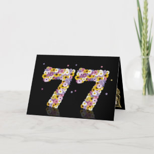 77.ª tarjeta de cumpleaños con letras floridas