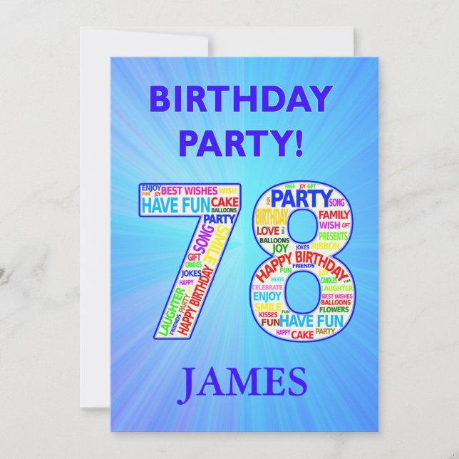 78.ª invitación a fiesta de cumpleaños Añadir un n (Anverso)