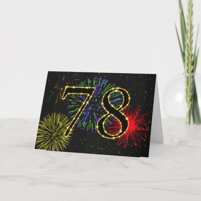 78.ª tarjeta de cumpleaños con fuegos artificiales (Anverso)