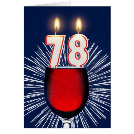 78.o Cumpleaños con el vino y las velas Tarjeta