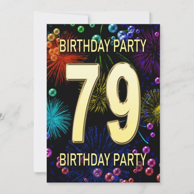 79.ª Invitación a la fiesta de cumpleaños Fuegos a (Anverso)