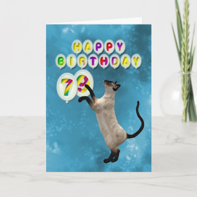 79.ª tarjeta de cumpleaños con gatos siameses (Anverso)