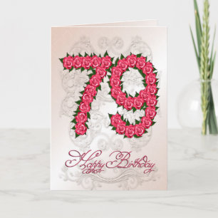 79.ª tarjeta de cumpleaños con rosas y hojas