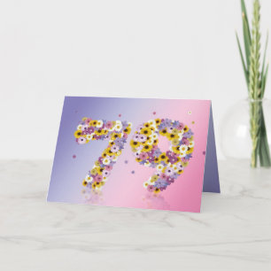 79.a tarjeta de cumpleaños con las letras floridas