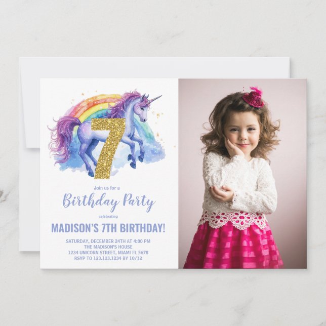 7.ª foto de invitaciones de cumpleaños de Rainbow  (Anverso)