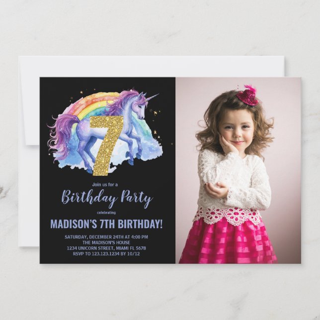 7.ª foto de invitaciones de cumpleaños de Rainbow  (Anverso)