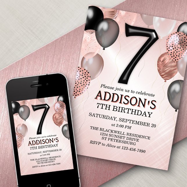 7.ª invitación a los globos de oro Rosa de cumplea (Subido por el creador)