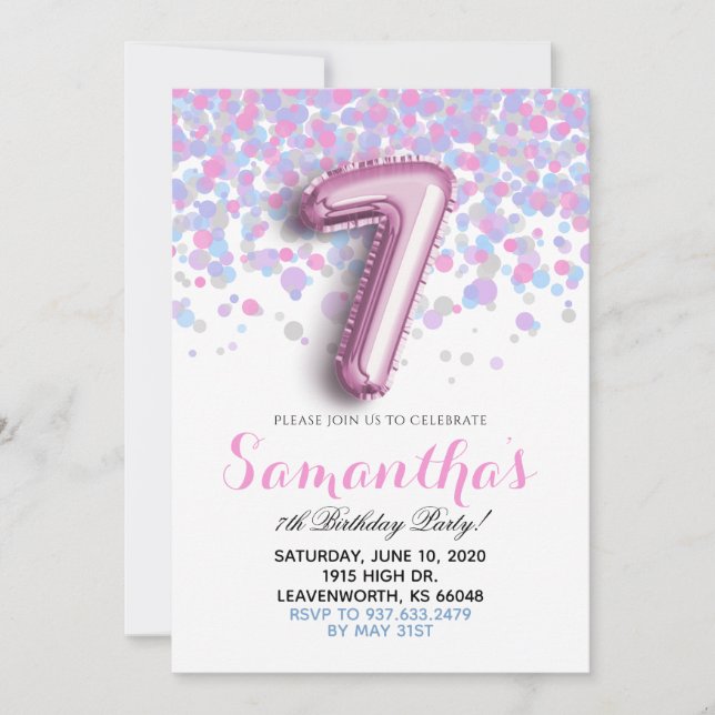 7.ª Invitación al Confetti de Cumpleaños (Anverso)
