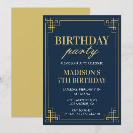 7.ª invitación de cumpleaños chica de fiesta de cu