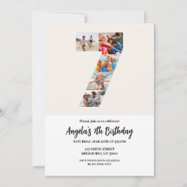 7.ª invitación de cumpleaños Minimalista - Número 