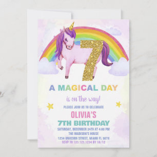 7.ª nube de invitaciones de cumpleaños de Rainbow 