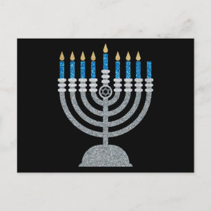 7.ª postal de la noche de Hanukkah Purpurina