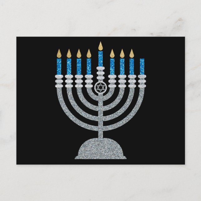 7.ª postal de la noche de Hanukkah Purpurina (Anverso)