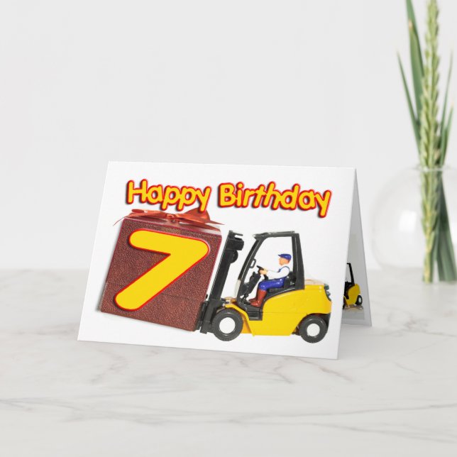 7.ª tarjeta de cumpleaños con carretilla elevadora (Anverso)